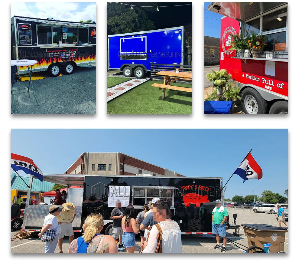 Allbetter 20ft Concession Food Trailer Mobile Food Truck Trailer Full Kitchen Bbq Pizza Fast Food Cart for Food Business