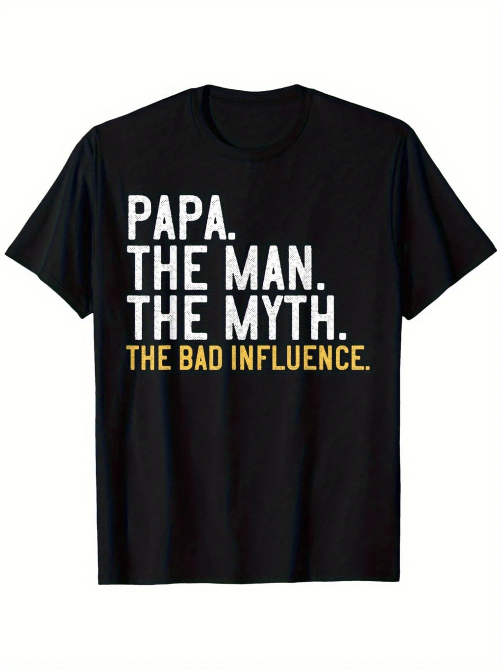 Cotton Men's Casual T-Shirt - Durable Build, "Papa The for Man The Myth The Bad Influence"  All-Season Father's Day
