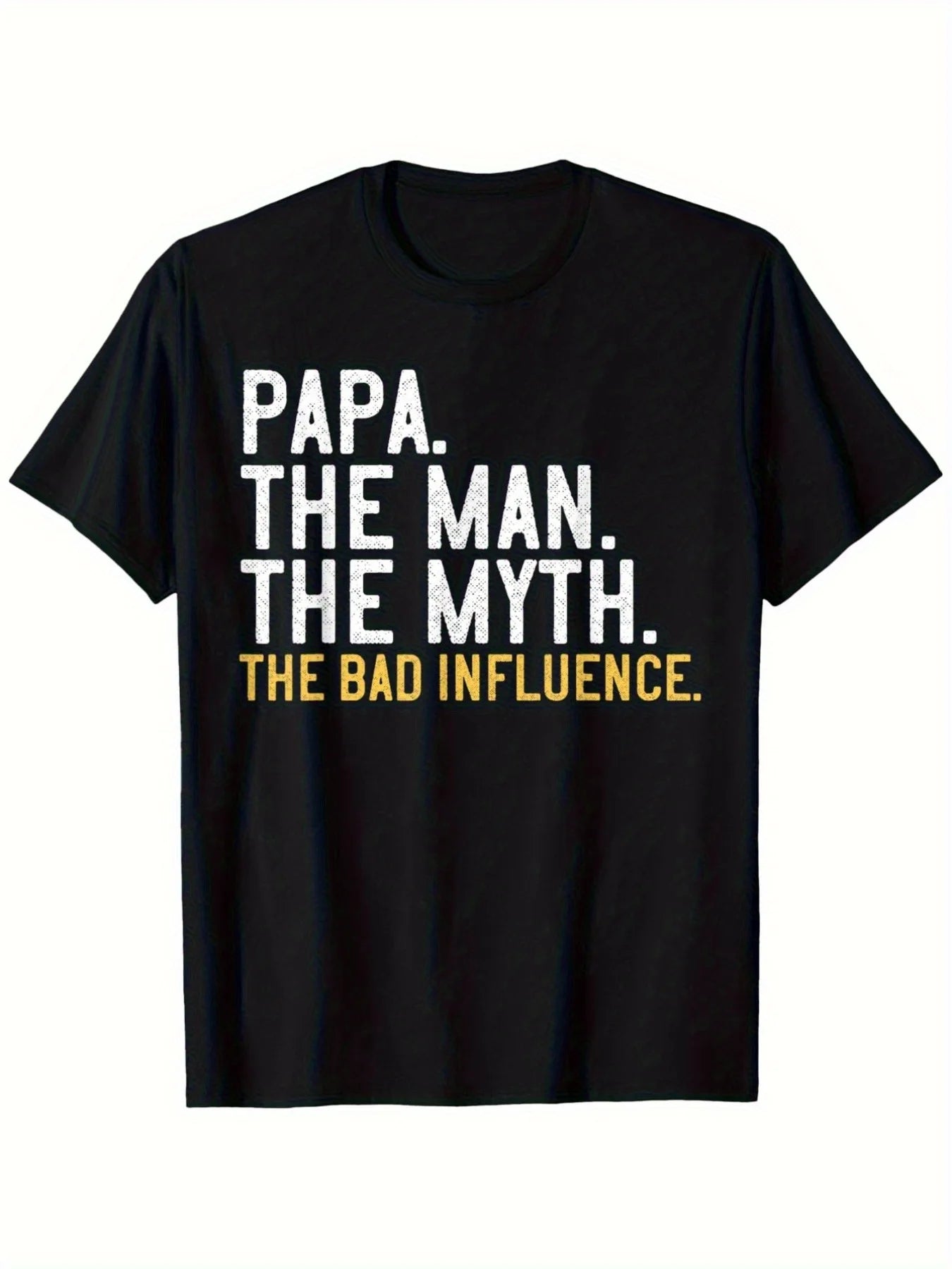 Cotton Men's Casual T-Shirt - Durable Build, "Papa The for Man The Myth The Bad Influence"  All-Season Father's Day