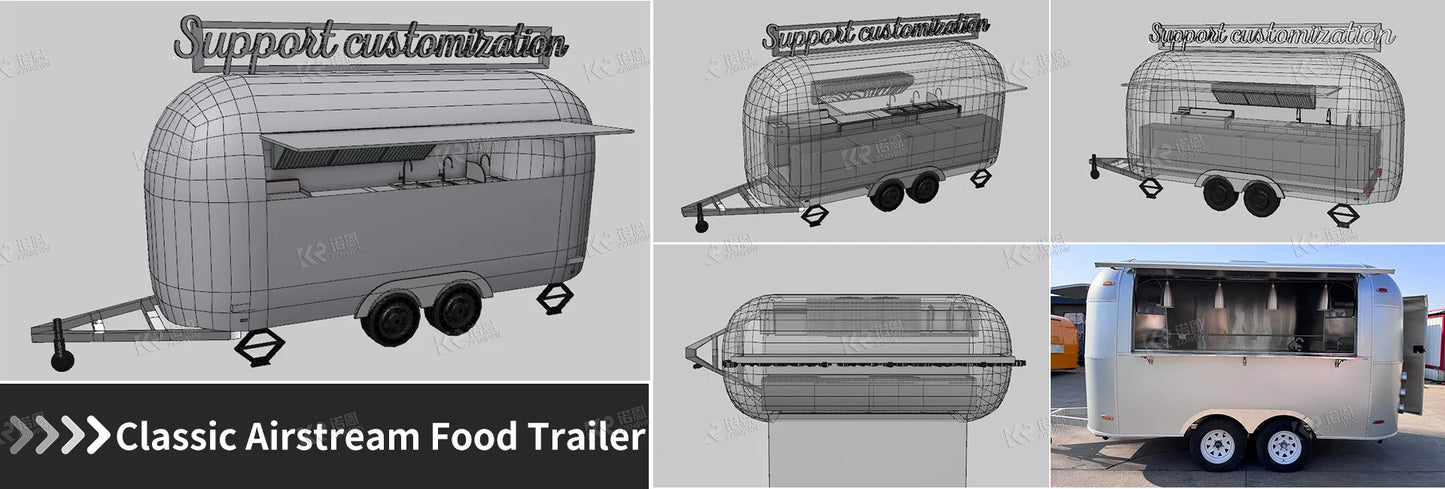 Burger Coffee Van Food Kiosk Cart Street Ice Cream Cart Food Truck Taco Pizza Foodtruck Mobile Hot Dog Concession Trailer
