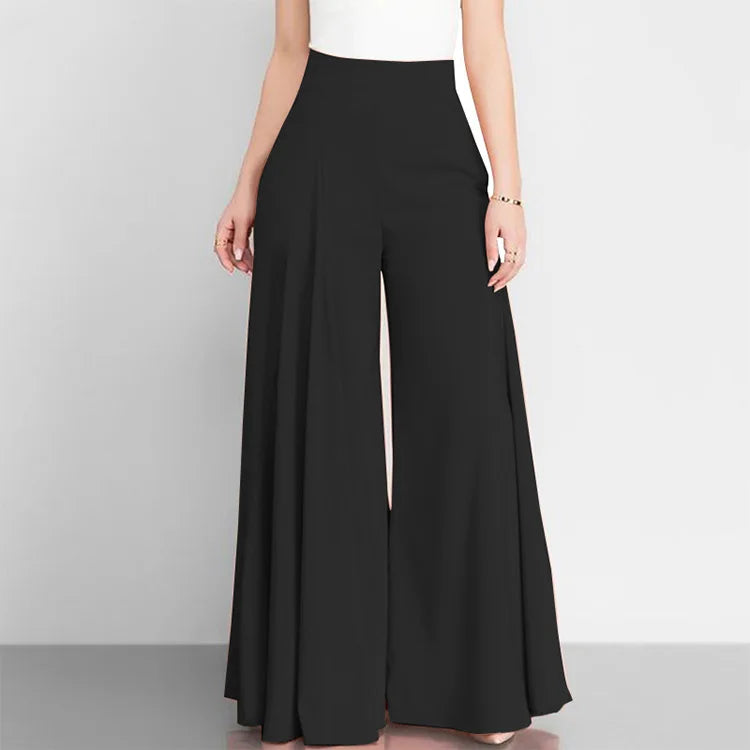 Fashion Women High Waist Wide Leg Pants Spring Autumn Female Elegant Flare Trousers Casual Solid Holiday Loose Long Pant New