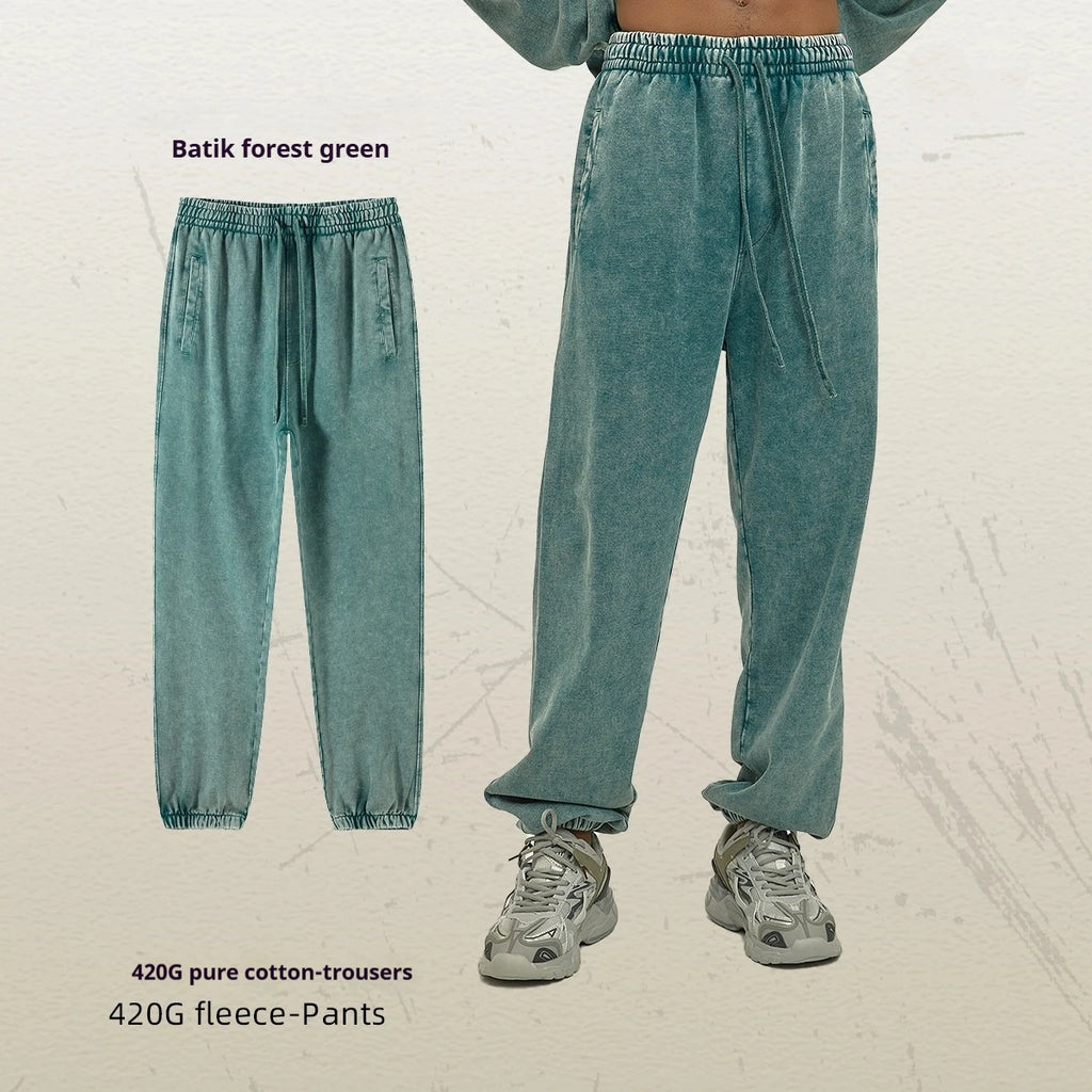 Sweatpants Joggers Women Men Vintage Wash Distressed Lightweight Round Hem Faded White Casual Pants Lounge Pants Comfy Trousers