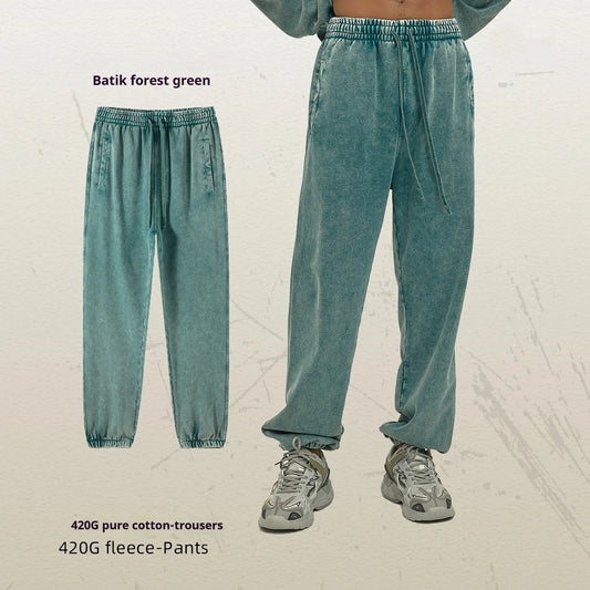 Sweatpants Joggers Women Men Vintage Wash Distressed Lightweight Round Hem Faded White Casual Pants Lounge Pants Comfy Trousers