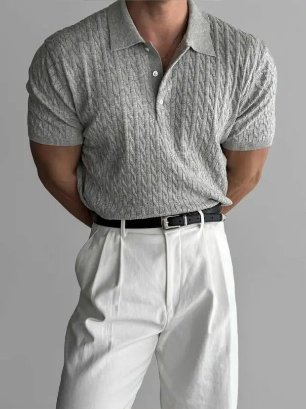 American Sle Hard Man Knitted  irt Muscle Men Slim Fit Elastic ort Sve Turn-down Collar Sweatirt Tight Sve ...
