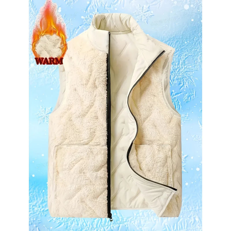 Autumn and Winter Fashion Men's Cotton Casual Multifunctional Plus Size Warm Standing Vest Sleeveless Top Collar Best Biker Duck