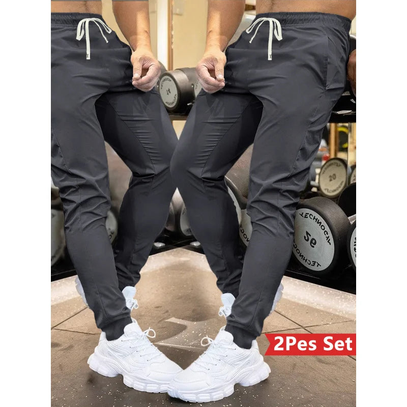 Clothing Autumn Men's Baggy Pants Casual Man Plus Y2k Spring Drawstring Elastic Waist Two-Pack Athleisure 2026 Sweatpants Summer