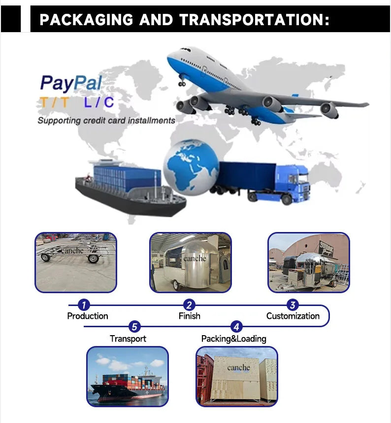 Street Sale use BBQ Food trailer Factory Mobile Pizza Food Truck stainless steel Outdoor Mobile Food Trailer