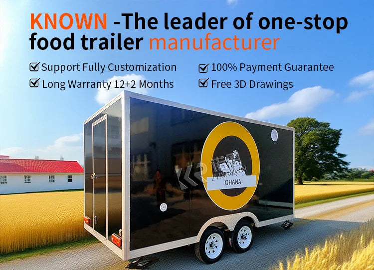 Stainless Steel Food Trailer Outdoor Sale Taco Hot Dog Cart Street Mobile Kitchen Food Trailer Business Food Kiosk Ice Cream Car