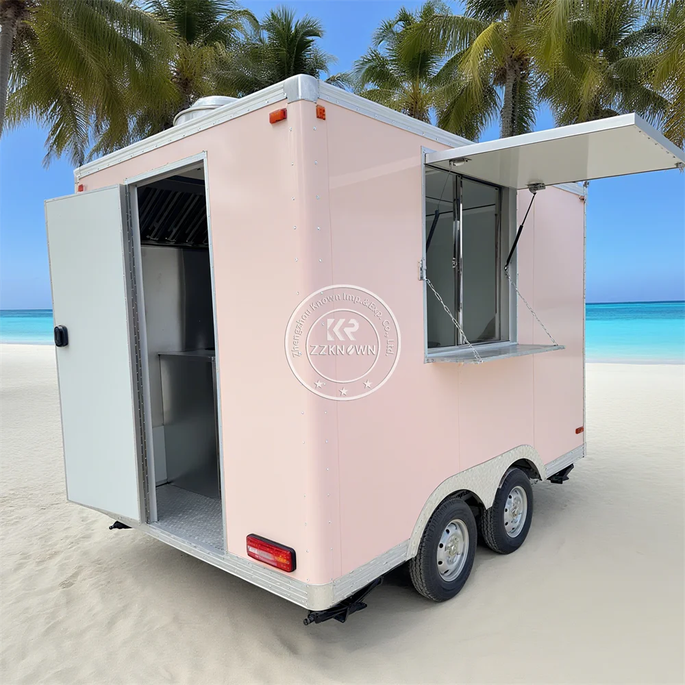 Street Mobile Fast Food Trailer Cart Fully Equipped Concession Snack Pizza BBQ Cart Food Truck With Full Kitchen For Sale
