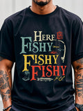 HERE FISHY FISHY Men's Graphic t shirt  men clothing