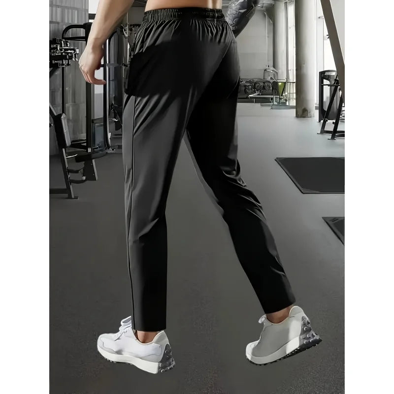 Men Gift Men's Ice Silk Fiber Running Pants Highly Elastic Jogging Pants Sweatpants Wide Leg Football Gym Fishing Man Baggy Mens
