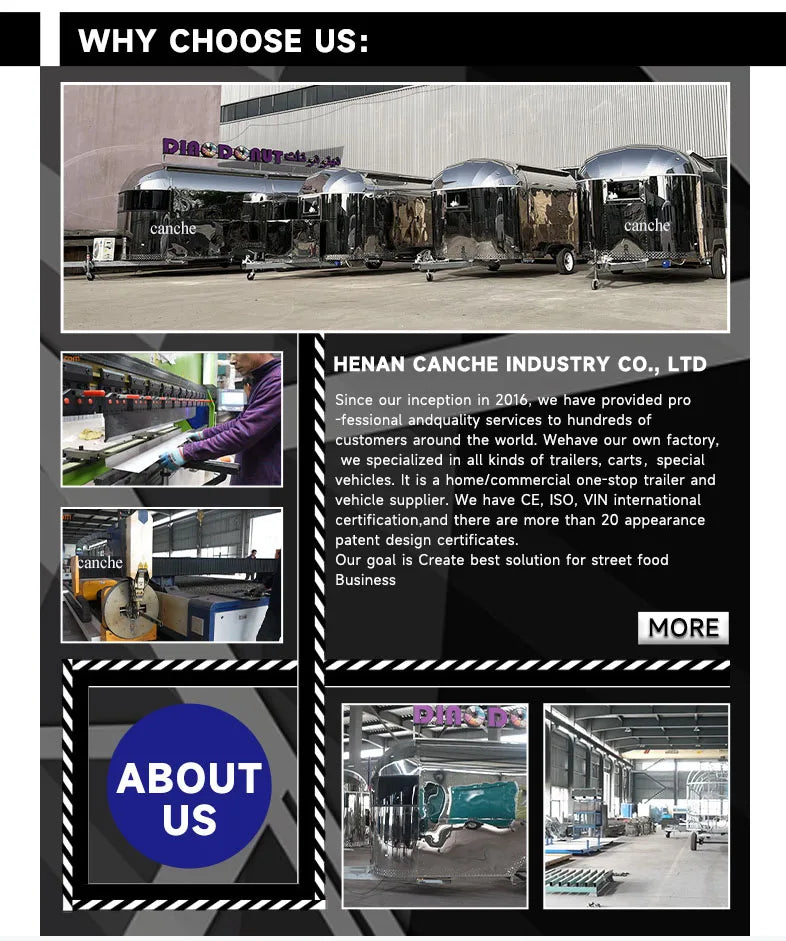 Street Sale use BBQ Food trailer Factory Mobile Pizza Food Truck stainless steel Outdoor Mobile Food Trailer