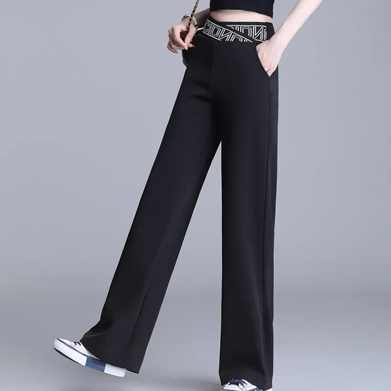 Women Wide Leg Pants Oversized 2025 Korean Fashion Clothing Sexy Bottoms Elegant High Waist Loose Y2k Black White Trousers XXXL