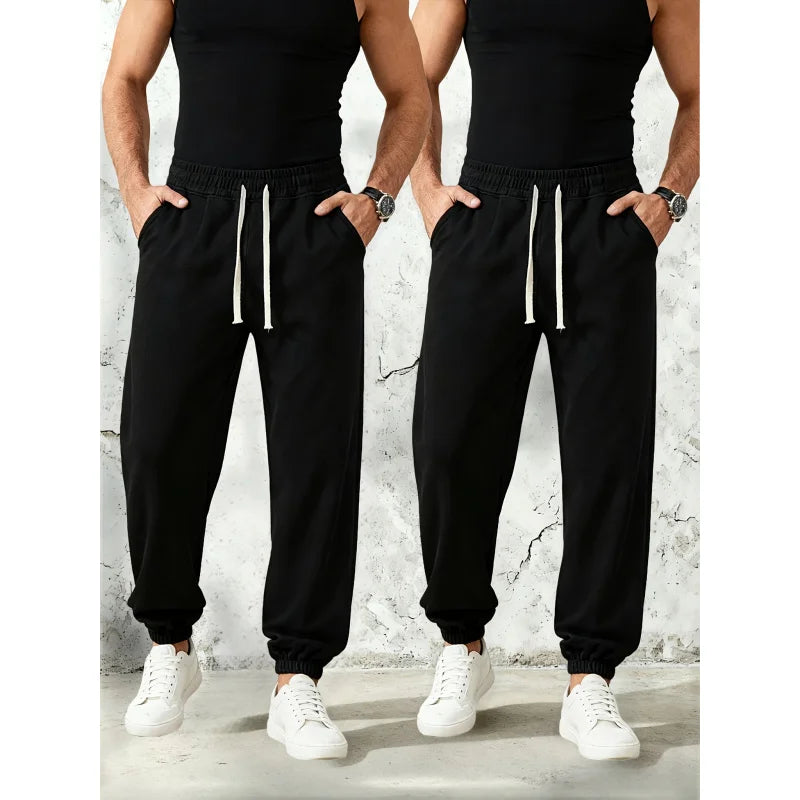 2 Pack Clothing Y2k Pants Man Cargo Casual Black Men Spring Men's Sweatpants Baggy 2026 Clothes Elastic Waistband Sports Boys