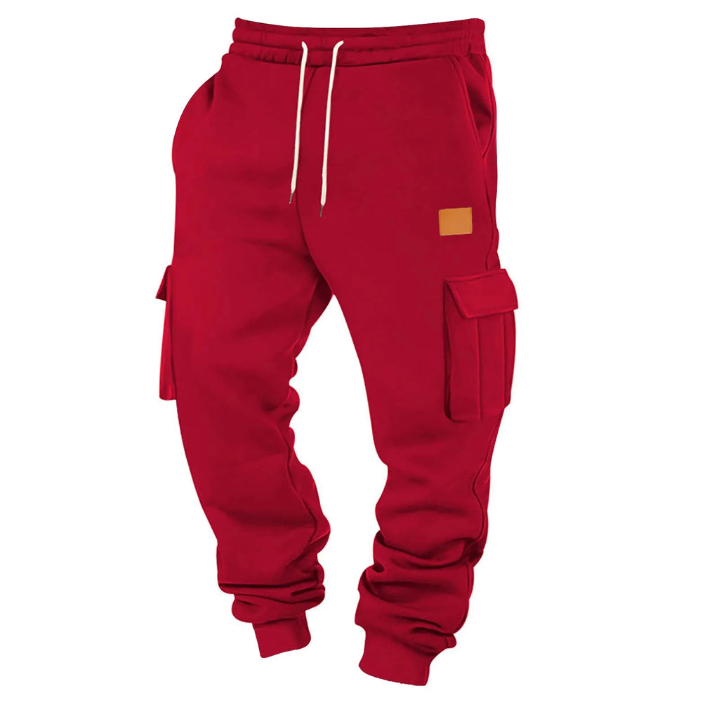 Men's Cargo Pants 2025 New Casual Loose Autumn Winter Straight Baggy Pants Multi-Pockets Solid Color Pinting Sweatpants ﻿
