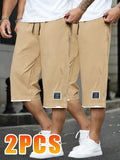 2 Pieces Of Men's Running Casual Lace-Up Cropped Pants Summer Outdoor Sports Basketball Shorts Ventilate Sweatsuit Beach Gym