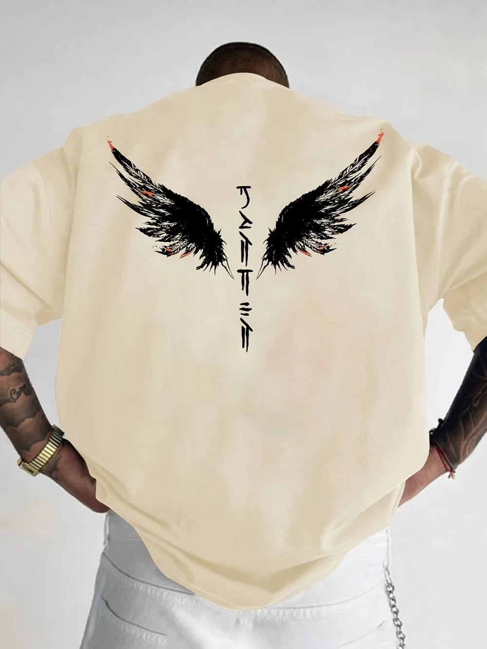 T-shirt Outdoor Street Fashion Top Minimalist Men's Summer New Wing Letter Print Soft and Breathable Round Neck