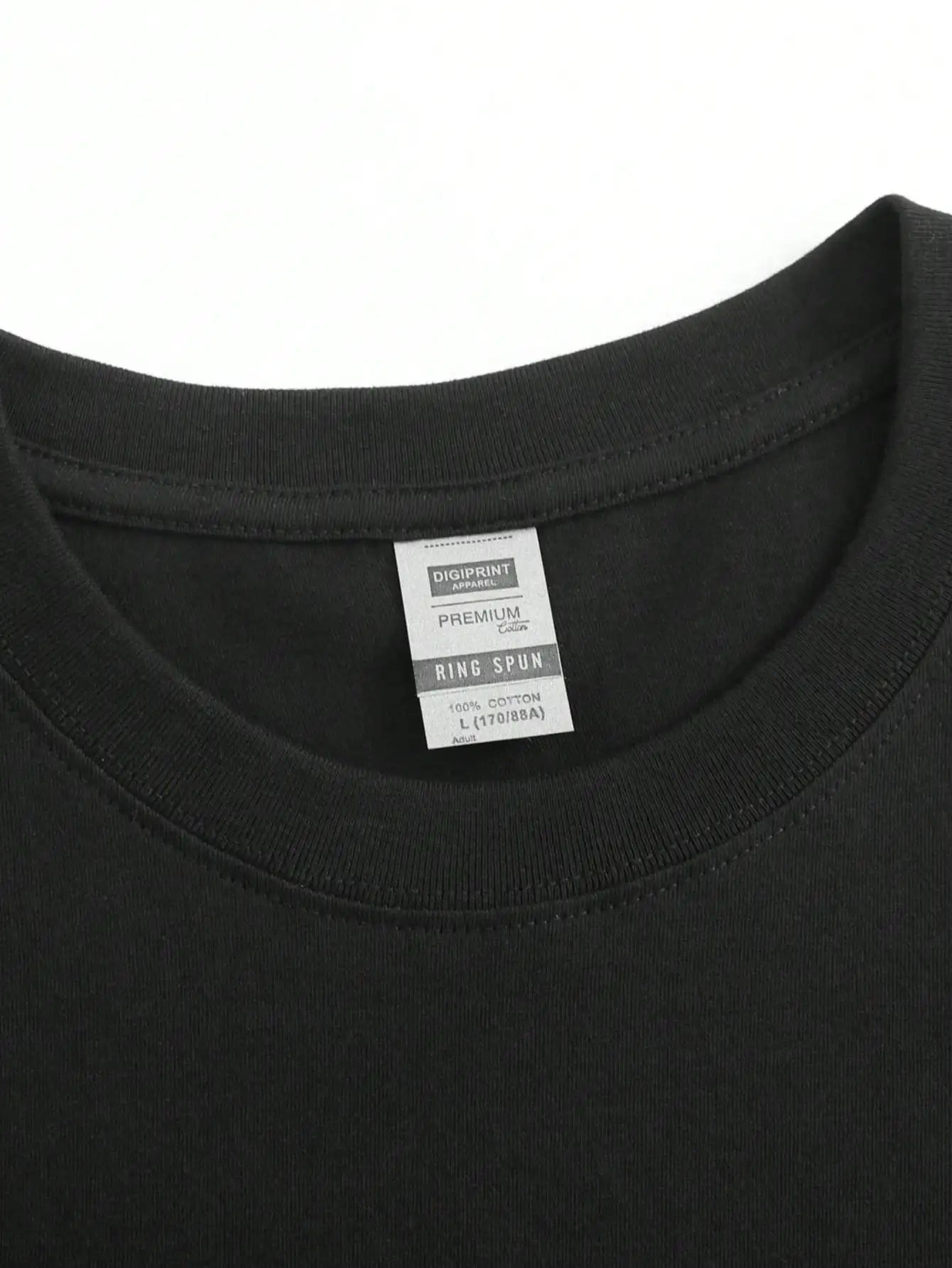 Plus Size Black Short Sleeve T-Shirt with Cross and "He Is Risen!” Print Suitable for Outdoor Leisure Wear in Summer.