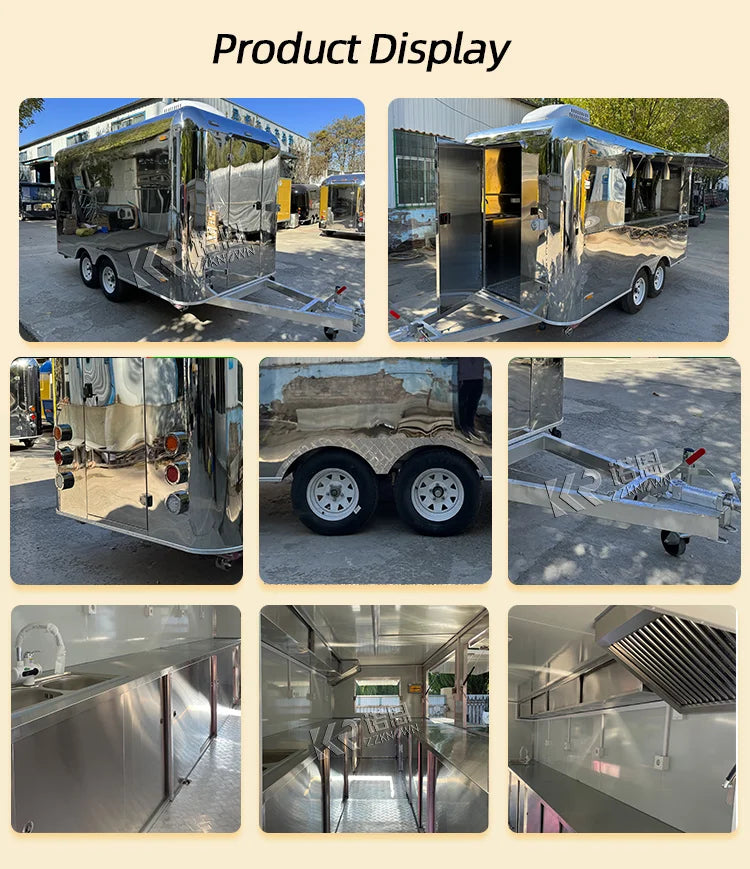 Custom Remorque Food Trailer Fully Equipped Mobile Kitchen Pizza Coffee Fast Food Truck for Sale Europe