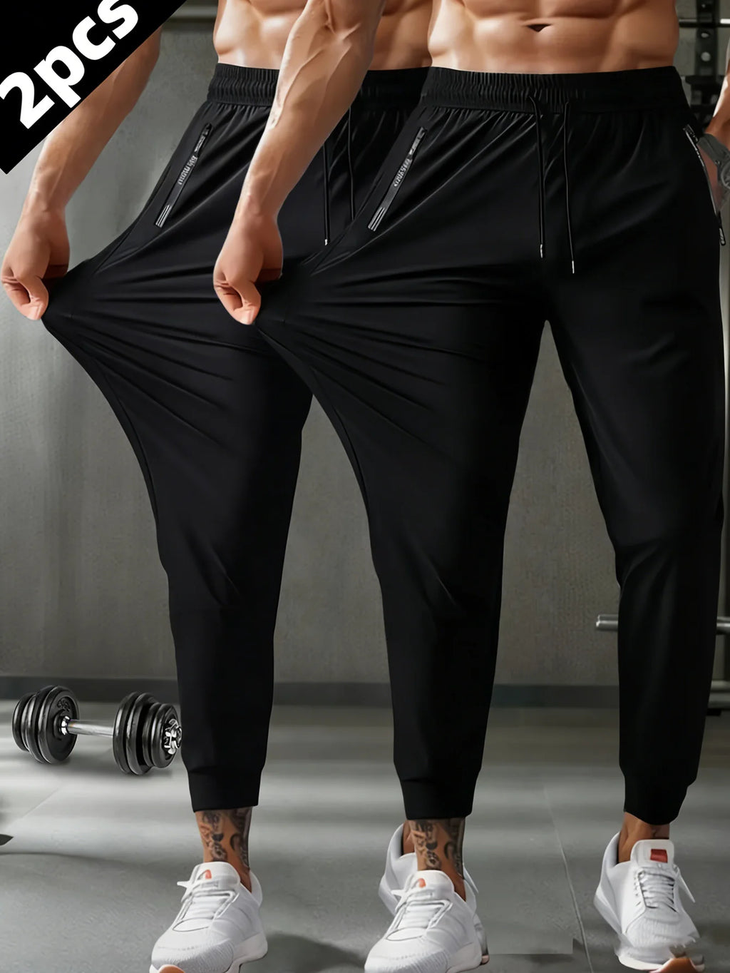 Men Gift 2-Pack Men's Casual Pants Quick-Drying Ice Silk Pants Summer Cycling Fitness Running Sports Pants Football Fishing Man
