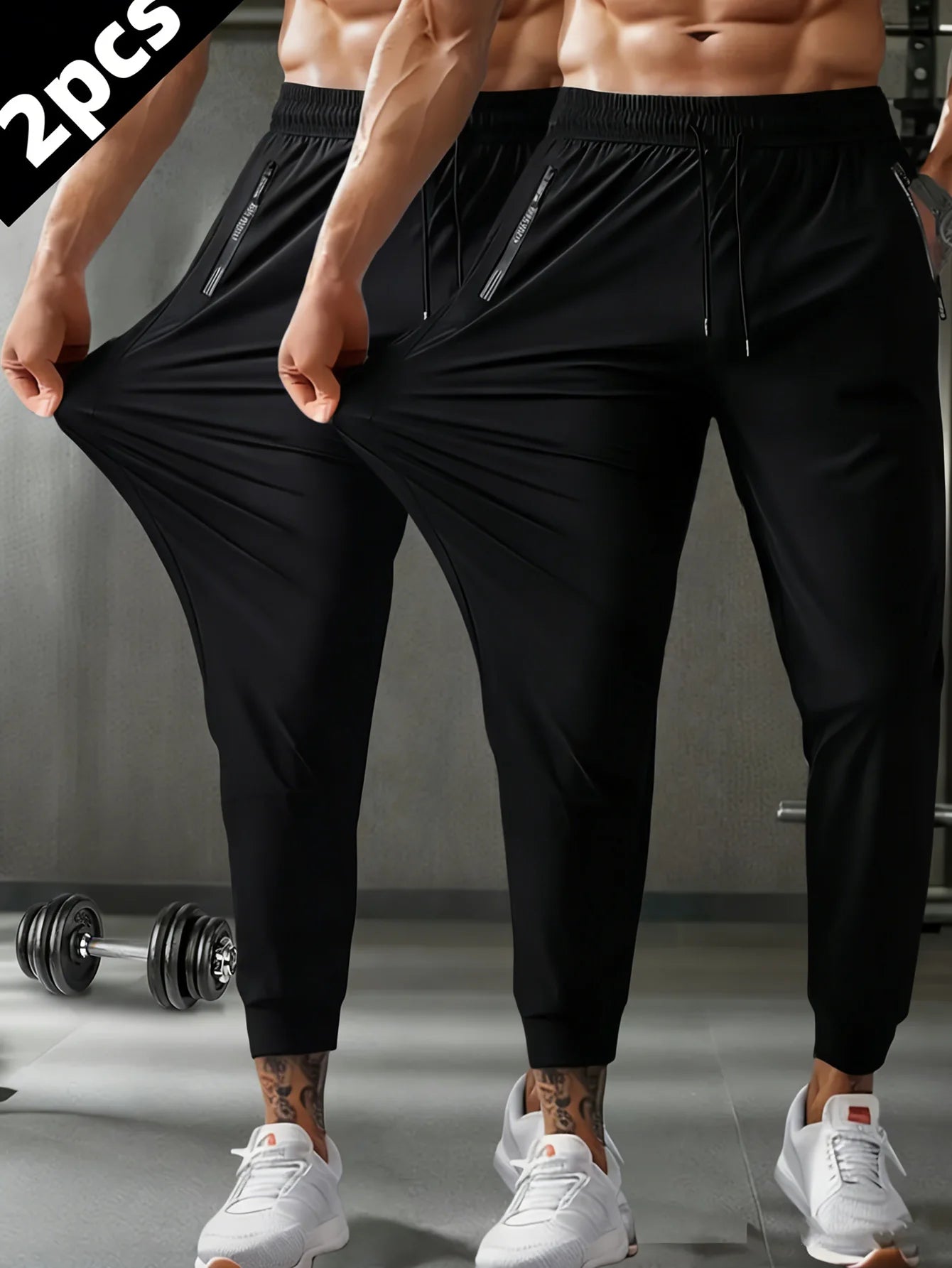 Men Gift 2-Pack Men's Casual Pants Quick-Drying Ice Silk Pants Summer Cycling Fitness Running Sports Pants Football Fishing Man