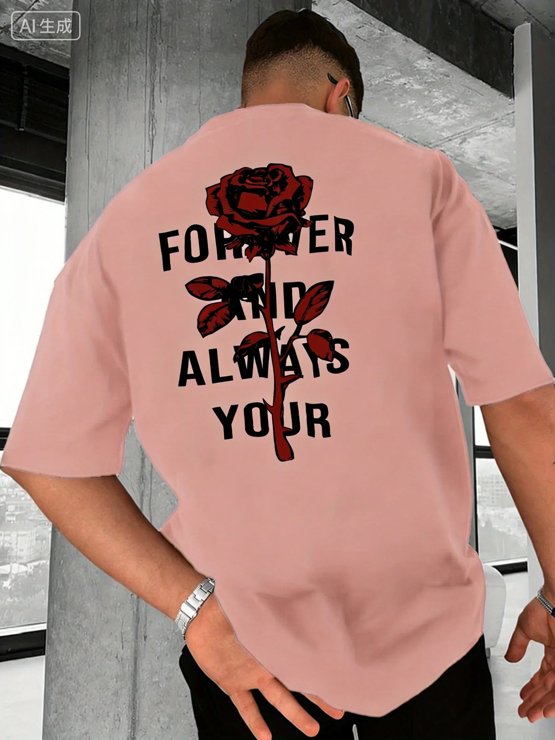 Rose-print Men Women Pure Cotton T-shirts Outdoor Street Casual Trendy Sporty Loose Comfortable Soft Summer Short-sleeve Clothes