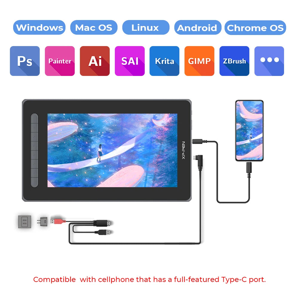 XPPen Artist Series Pen Display (2nd Gen) Artist 12 13 16 Inch Graphic Tablet Monitor with X3 Stylus Support Windows Mac Android