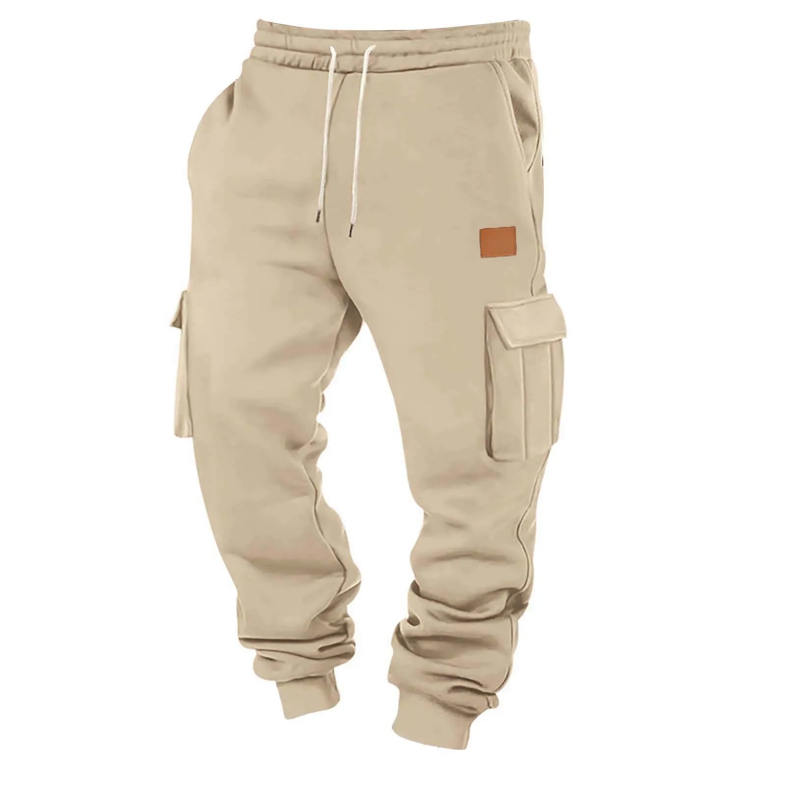 Men's Cargo Pants 2025 New Casual Loose Autumn Winter Straight Baggy Pants Multi-Pockets Solid Color Pinting Sweatpants ﻿