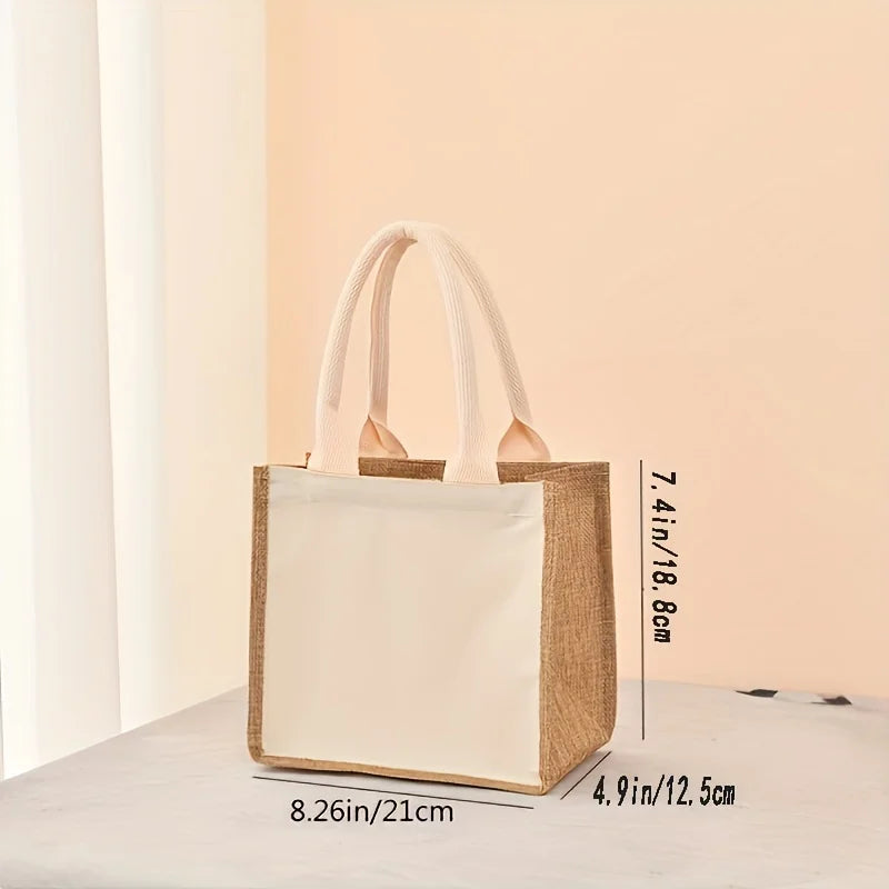 Blank DIY Painting Canvas Bags Hand Carrying Zipper Faux Linen Bags Solid Color Large Capacity Ladies Tote Shopping Bags
