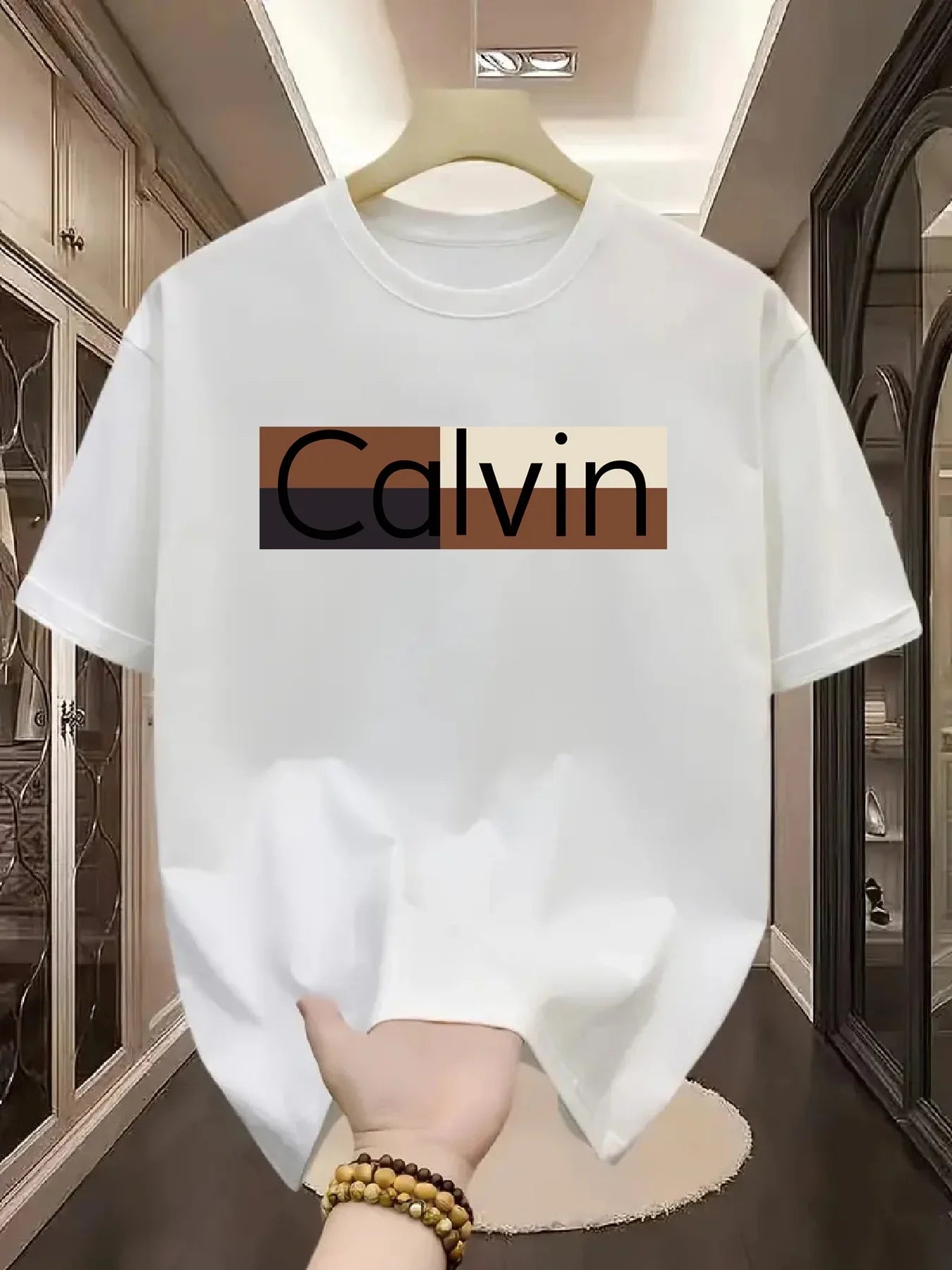 Men's Calvin Printed Cotton T-Shirt - 100% Pure Cotton Summer Tee  Loose Fit Round Neck Casual Sports Top