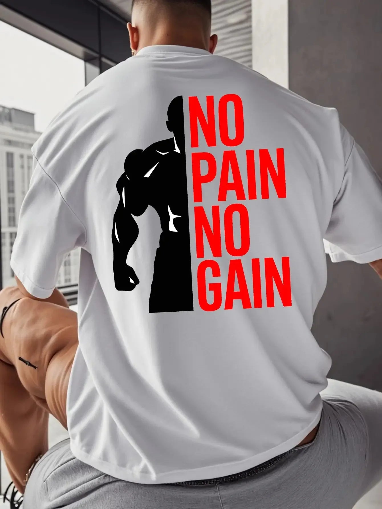 Men's Women NO PAIN NO GAIN GYM T Shirt Cotton Tee Streetwear Oversize Summer Sports Fashion Loose Top Short Sleeve Breathable