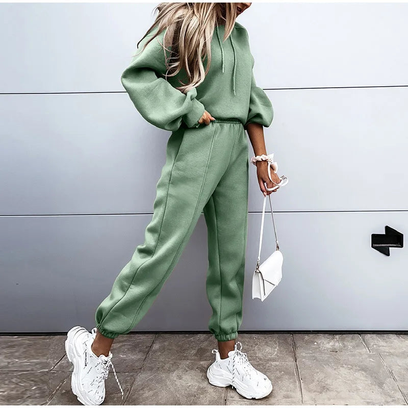 Women's Jogging Pants and Hoodie set Blended Material