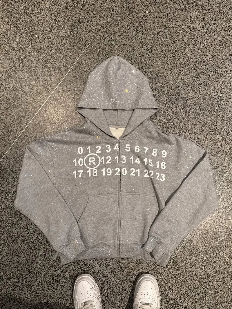 Casual Fashion Harajuku Retro Oversized Zipper Hoodie Men Y2k 2025 New Hip-hop Gothpunk Letter Print Sweatshirt Streetwear Women