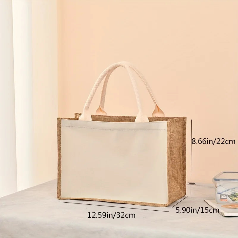 Blank DIY Painting Canvas Bags Hand Carrying Zipper Faux Linen Bags Solid Color Large Capacity Ladies Tote Shopping Bags