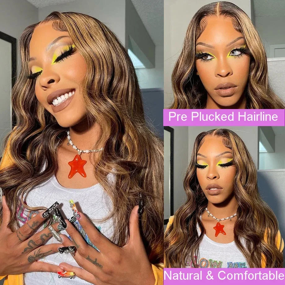 Silkwave Highlight 13x6 Lace Frontal Wig Human Hair Body Wave Lace Front Wigs For Black Women P4/27 Ombre Blonde Brown Color Wig