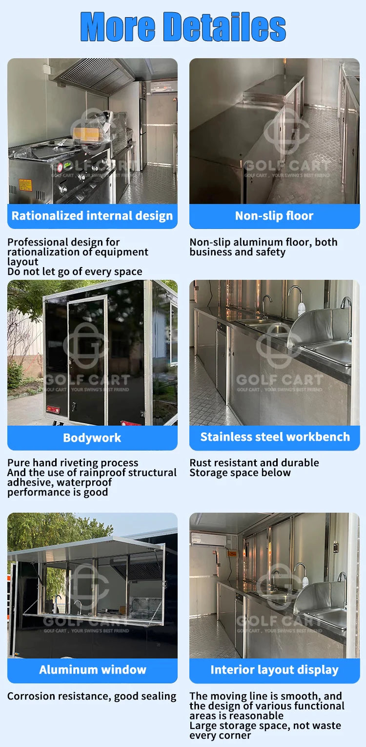 Custom Size Design Mobile Kitchen Food Truck Concession  Trailer USA Street Food Truck Pizza Fast Food Trailer Fully Equipped