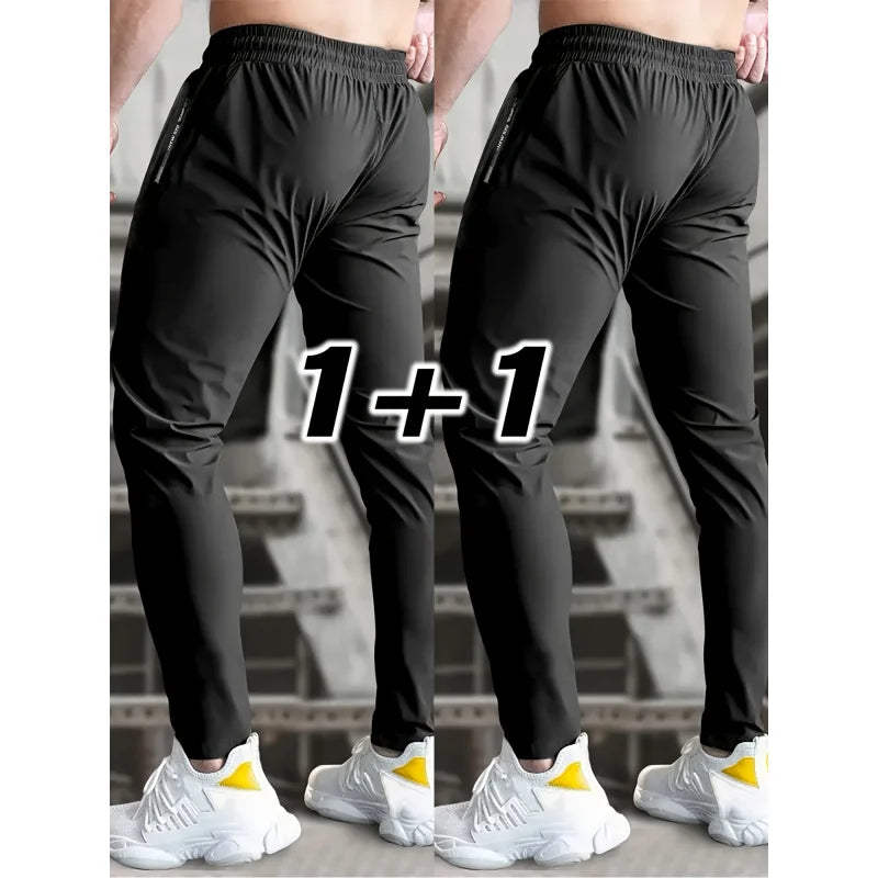 2-pack Men's Casual Sports Trousers Ice Silk Pants Quick-drying Breathable Fishing Man Sweatpants Football Mens Gift Jogger Gym