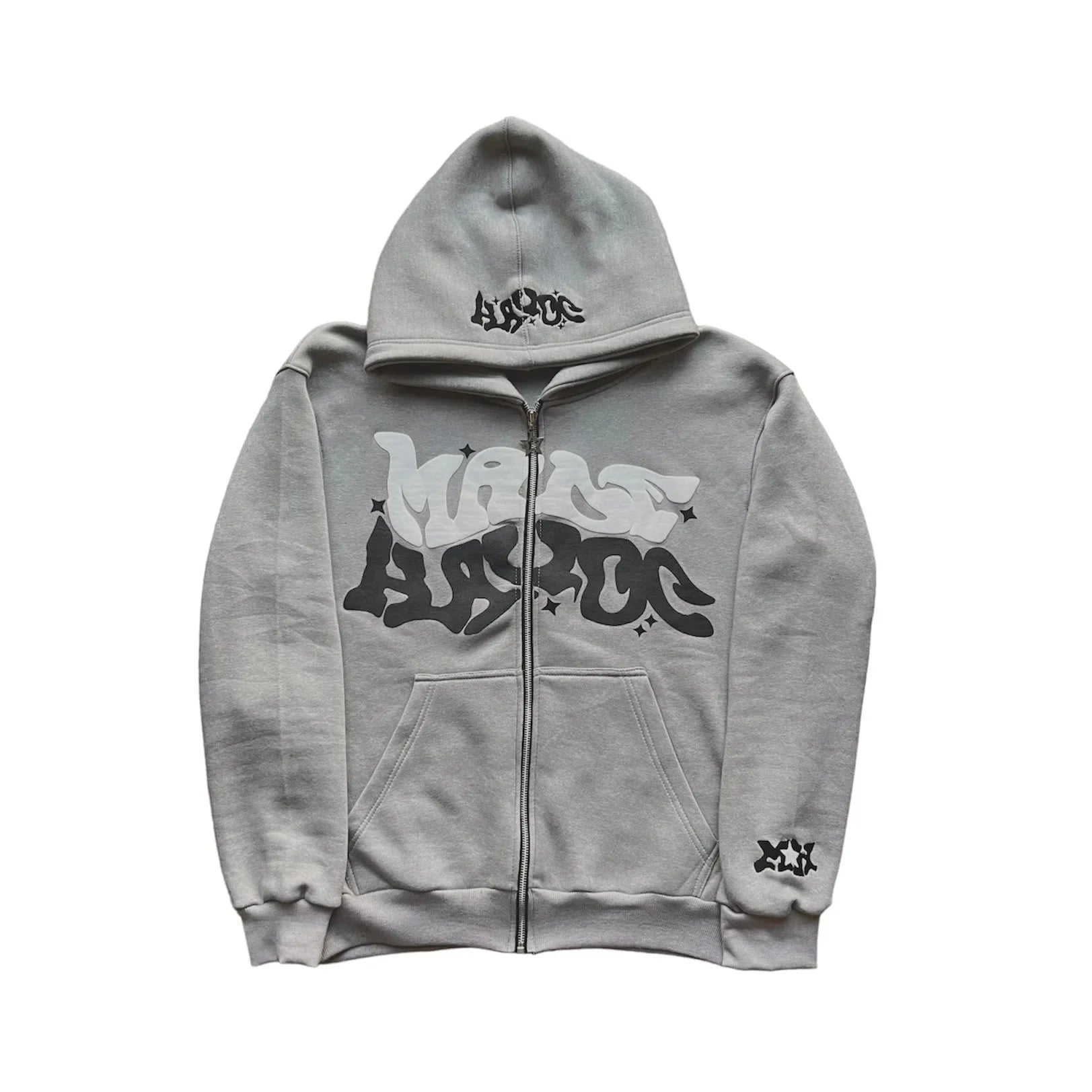 Zipper hooded sweatshirt with retro American letters and stars suitable for men and women Y2K jacket autumn d winter cardigan