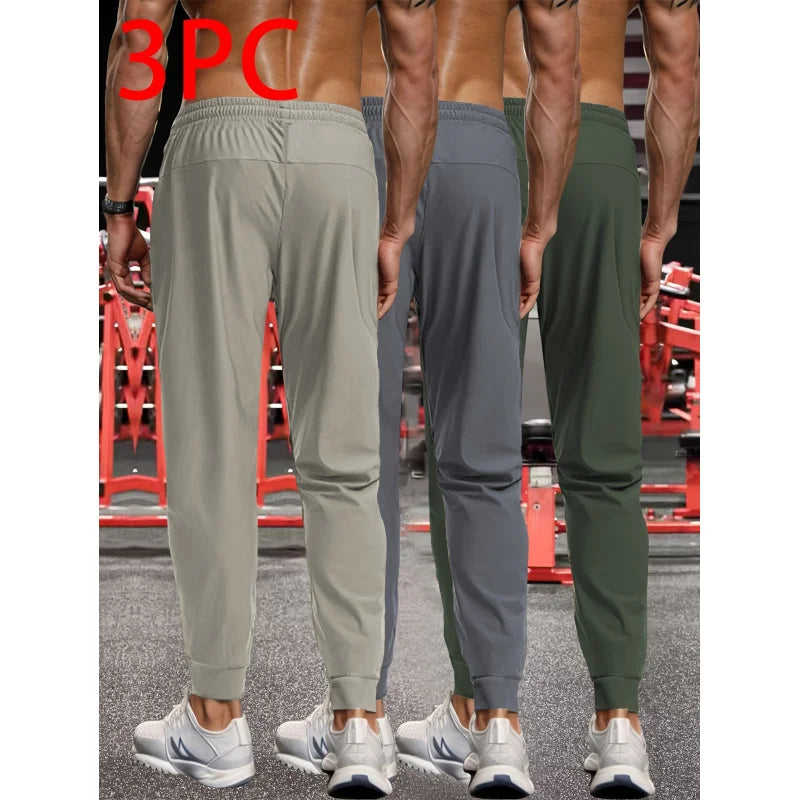 Men's Sweatpants 3-Piece Casual Sports Pants Breathable Ice Feel Jogging Pants Fishing Baggy Football Riding Gift Gym Man Jogger