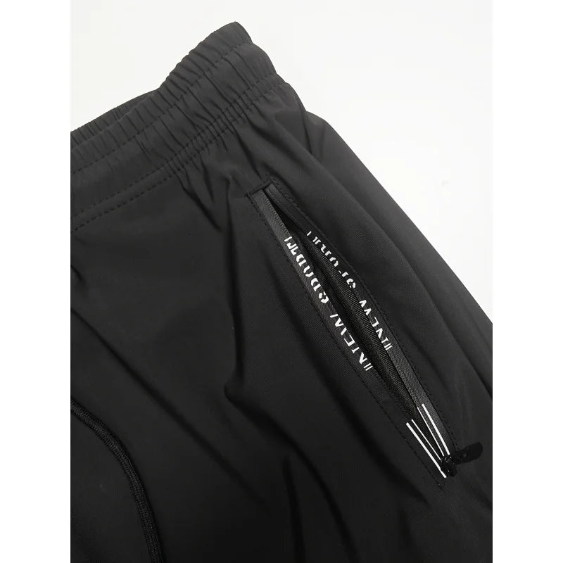 3 Pack Men's High Stretch Jogging Pants Zippered Pockets Drawstring Waist Solid Tracksuit Fishing Man Joggers Straight Trousers