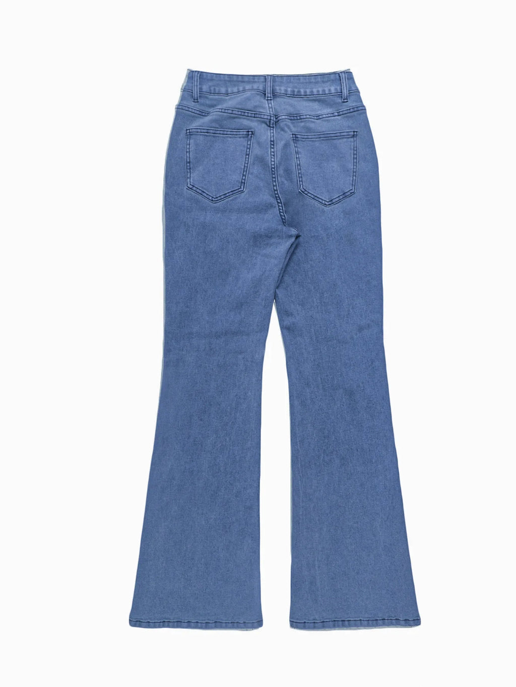 Men Jeans Boot Cut Solid Jean Wide Leg Denim Pant Distressed Washed Full Ankle Length Pockets Zipper Fly High Waist Basics