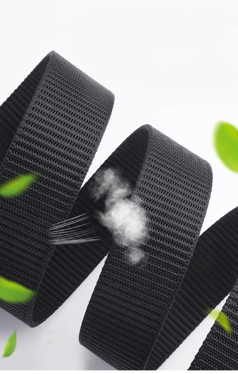 Men's Woven Belt Nylon Material Toothless Automatic Buckle Belts For men, Outdoor Sports And Leisure Strap, Fashion Jeans Belt