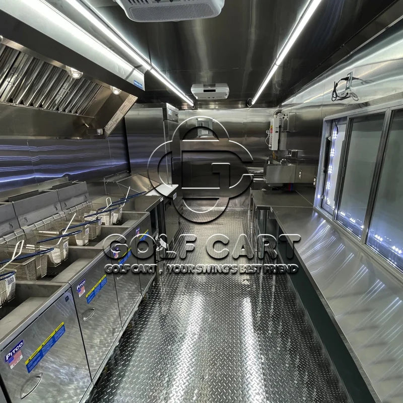 United State Food  Truck with Full Kitchen Concession Bbq Food Trailer with Porch Fully Equipped Custom Food Truck