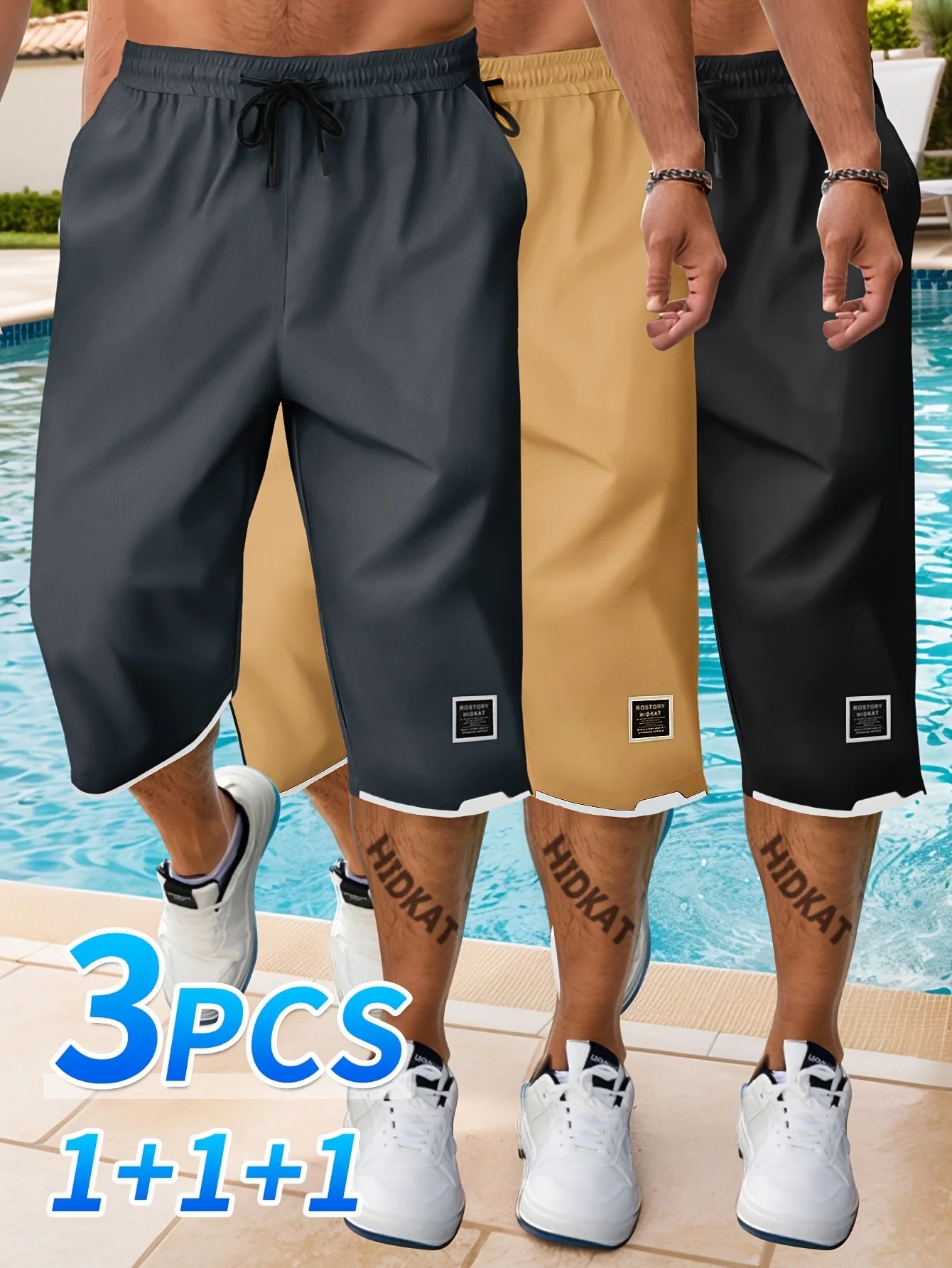 Summer Workwear 3-Pack Men's Casual Drawstring Cropped Pants Sports Gym Shorts Man Clothes Fashion Clothing Half Y2k Basketball