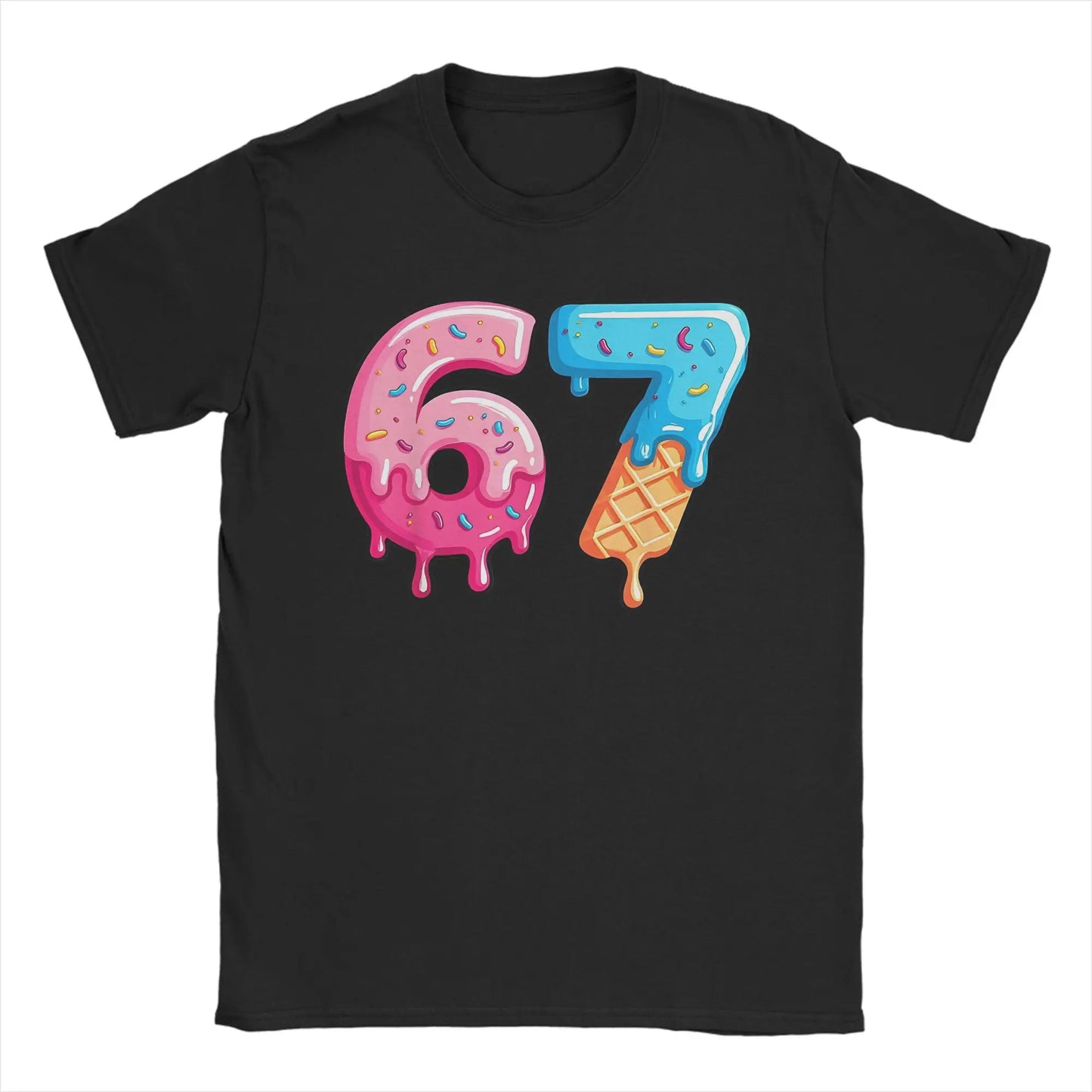 Funny Aura Energy at 67 Six Seven Genz Meme Slang T Shirt Men's Cotton Tops Retro  O-neck Short Sleeve