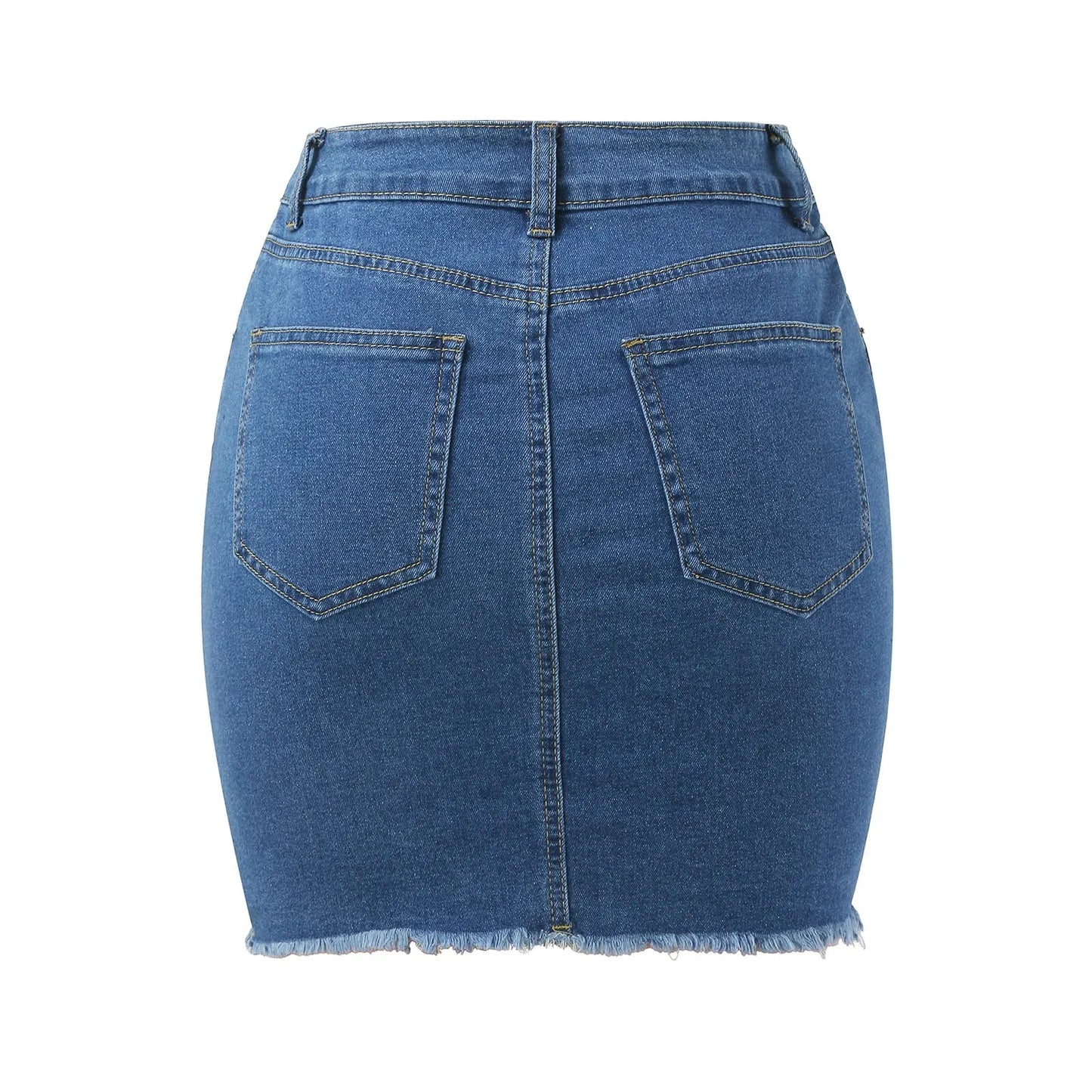 Skirt with Suspenders Womens Daily Casual Classic Blue Buttons Pockets Ripped Zipper Denim Skirt Women Skirts Short