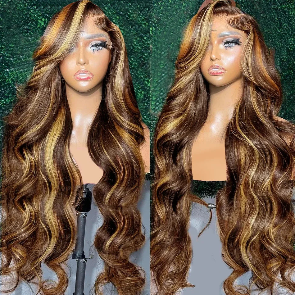Silkwave Highlight 13x6 Lace Frontal Wig Human Hair Body Wave Lace Front Wigs For Black Women P4/27 Ombre Blonde Brown Color Wig