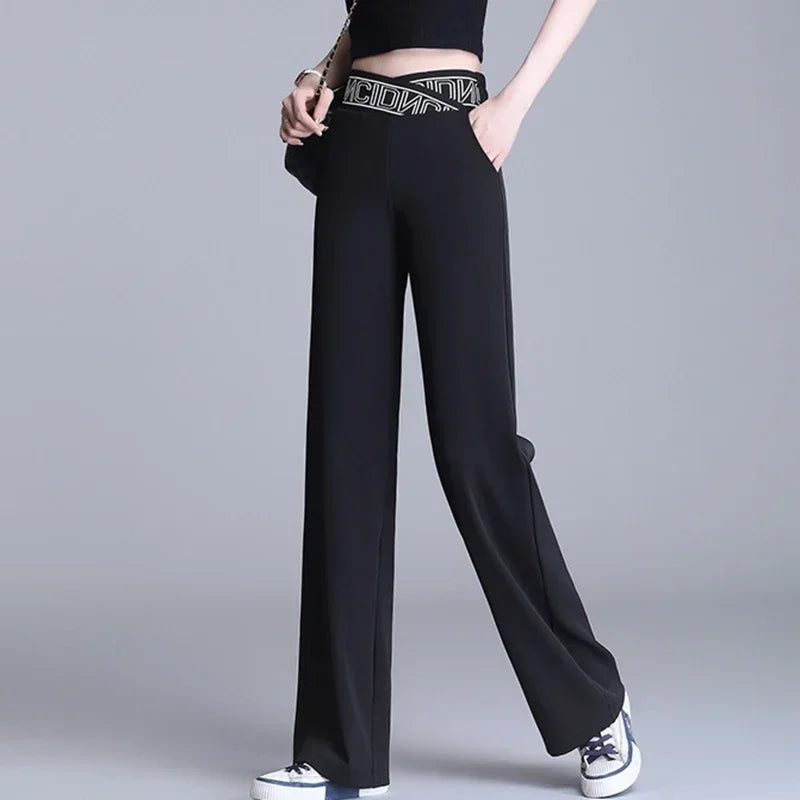 Women Wide Leg Pants Oversized 2025 Korean Fashion Clothing Sexy Bottoms Elegant High Waist Loose Y2k Black White Trousers XXXL