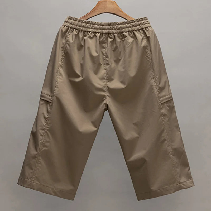 2 Pieces Working Cropped Pants Men's Summer New Ice Silk Thin Casual Loose Sports Shorts Bermudas Cargo Mens Shorts Fishing