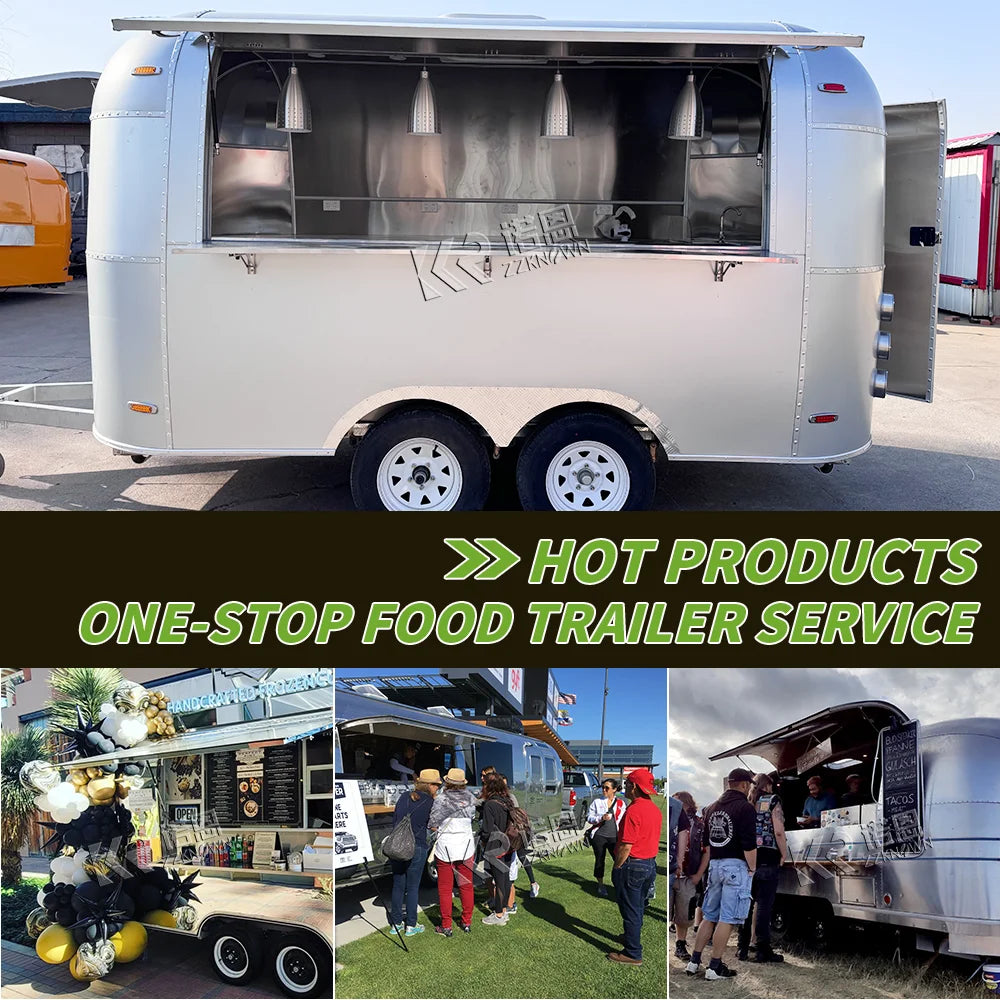 United State Food Truck with Full Kitchen Concession Bbq Food Trailer with Porch Fully Equipped Custom Food Truck